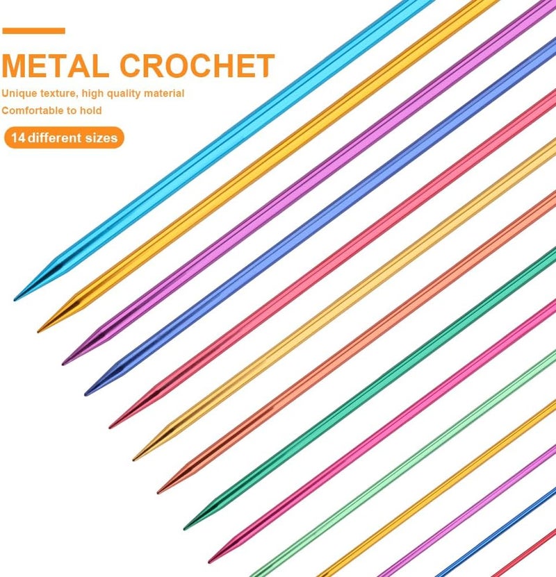 BCMRUN 28Pcs/14 Pairs Stainless Steel Knitting Needles Set, Colored Straight Single Pointed Metal Knitting Needles, 14 Size from 2.0mm-10.0mm, 9.8 Inches Length for Handmade DIY Knitting (25cm) - Image 3